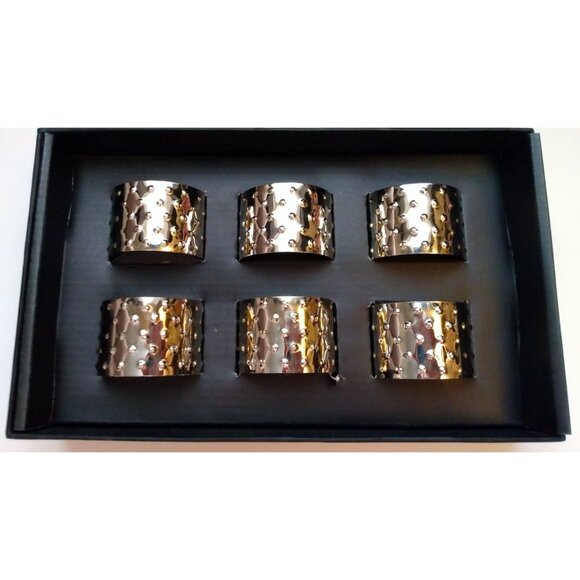 Tahari Other - Tahari Home 6 Silver Studded Napkin Rings